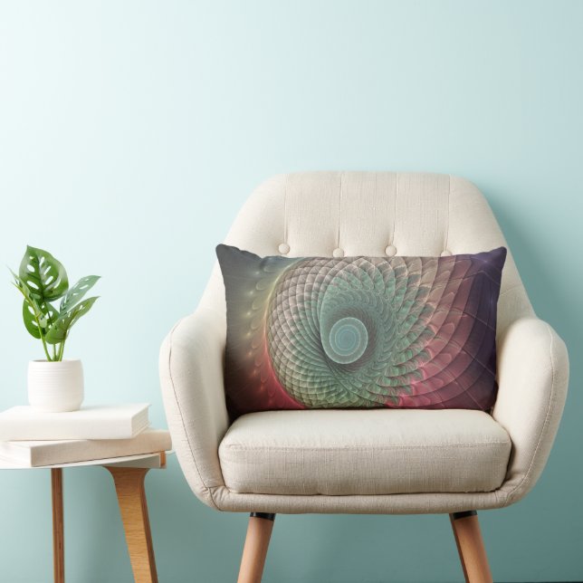 Abstract Snail Colorful Modern Fractal Art Lumbar Pillow (Chair)