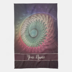 Abstract Snail Colorful Modern Fractal Art Name Kitchen Towel
