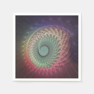 Abstract Snail Colorful Modern Fractal Art Napkins