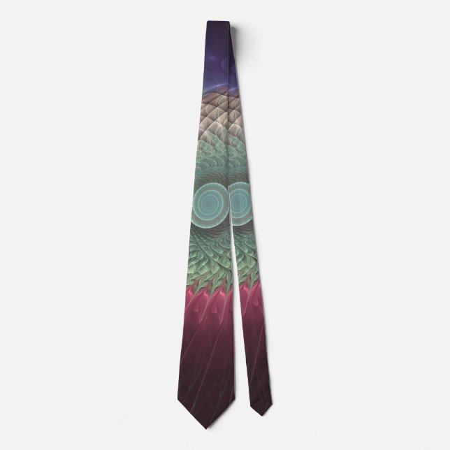 Abstract Snail Colorful Modern Fractal Art Neck Tie (Front)
