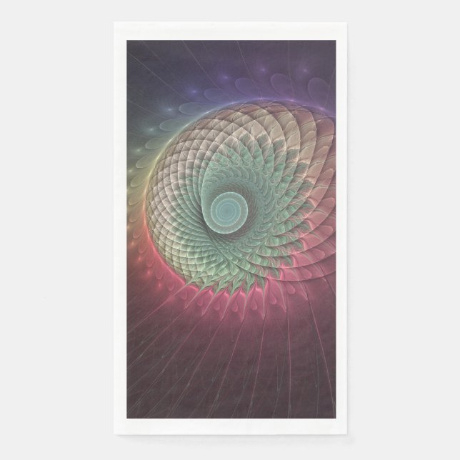 Abstract Snail Colorful Modern Fractal Art Paper Guest Towels (Front)