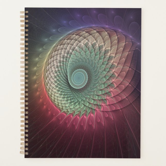 Abstract Snail Colorful Modern Fractal Art Planner (Front)