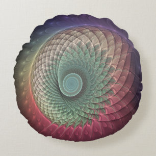 Abstract Snail Colorful Modern Fractal Art Round Pillow