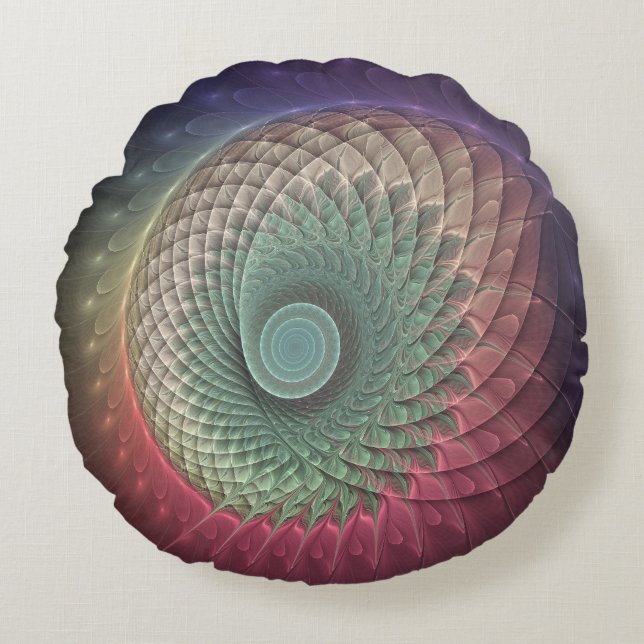 Abstract Snail Colorful Modern Fractal Art Round Pillow (Front)