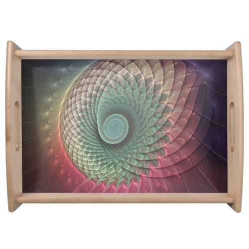 Abstract Snail Colorful Modern Fractal Art Serving Tray