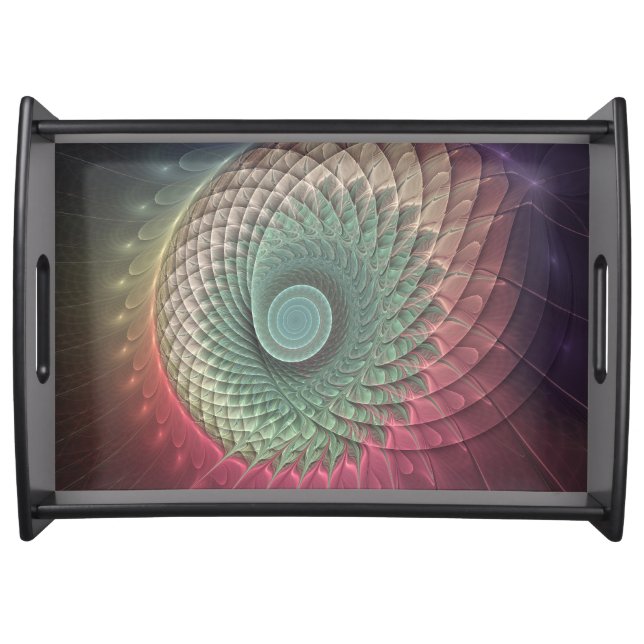Abstract Snail Colorful Modern Fractal Art Serving Tray (Front)