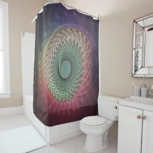 Abstract Snail Colorful Modern Fractal Art Shower Curtain