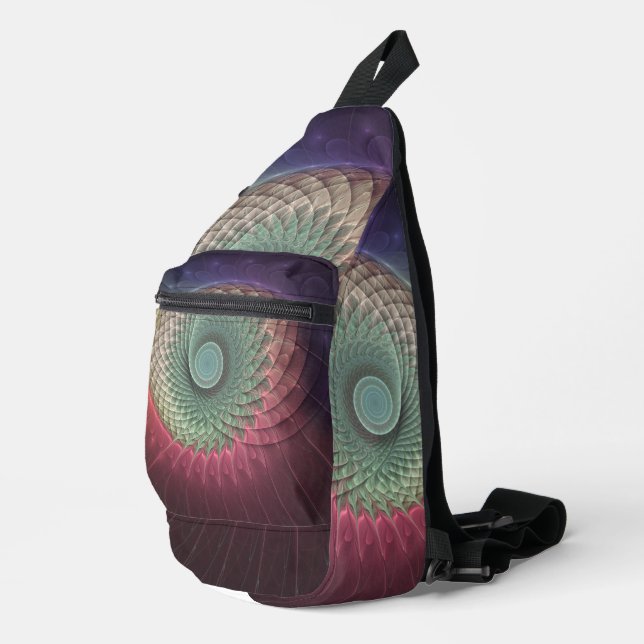 Abstract Snail Colorful Modern Fractal Art Sling Bag (Right Corner)