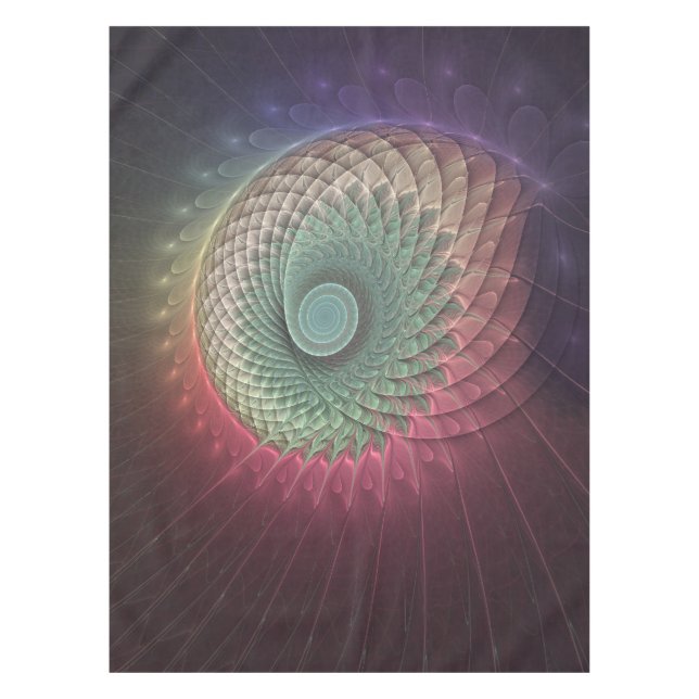 Abstract Snail Colorful Modern Fractal Art Tablecloth (Front)