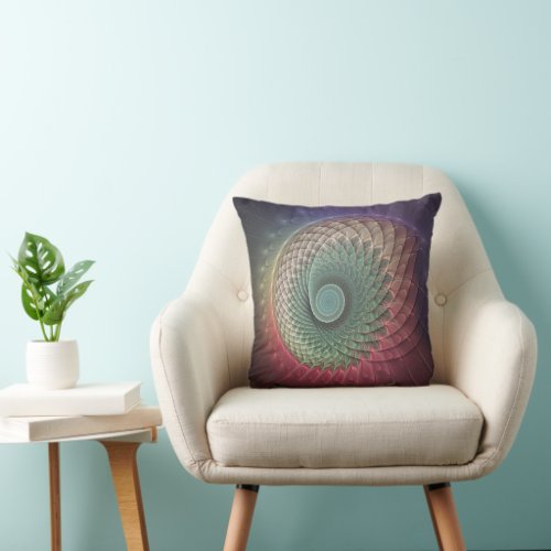 Abstract Snail Colorful Modern Fractal Art Throw Pillow