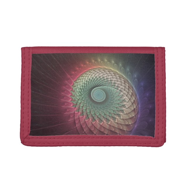 Abstract Snail Colorful Modern Fractal Art Trifold Wallet (Front)