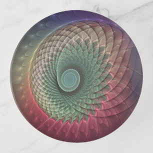 Abstract Snail Colorful Modern Fractal Art Trinket Tray