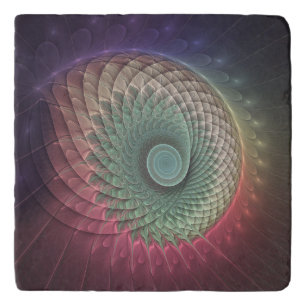 Abstract Snail Colorful Modern Fractal Art Trivet
