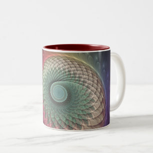 Abstract Snail Colorful Modern Fractal Art Two-Tone Coffee Mug