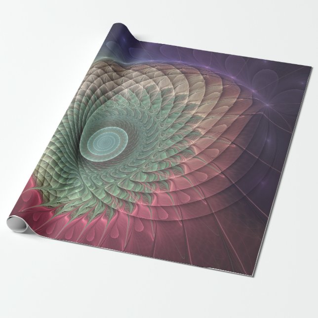 Abstract Snail Colorful Modern Fractal Art Wrapping Paper (Unrolled)