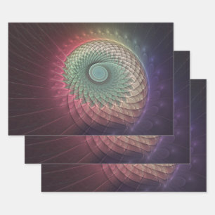 Abstract Snail Colorful Modern Fractal Art Wrapping Paper Sheets