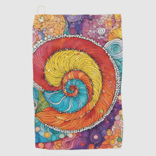 Abstract Snail Pattern, multicolor Golf Towel