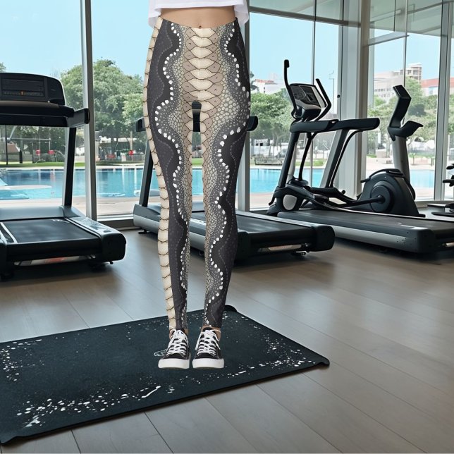 Abstract Snake Skin Black Beige Gray Elegant Leggings (Creator Uploaded)