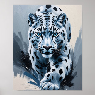 Abstract Snow Leopard Artistic Portrait Poster