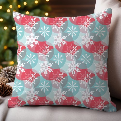 Abstract Snowflakes Pattern Festive Christmas Throw Pillow