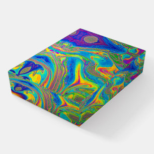 Abstract Soap and Oil Rainbow Swirl Glass Paperweight