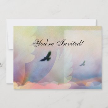 Abstract Soaring Hawks Invitation by profilesincolor at Zazzle