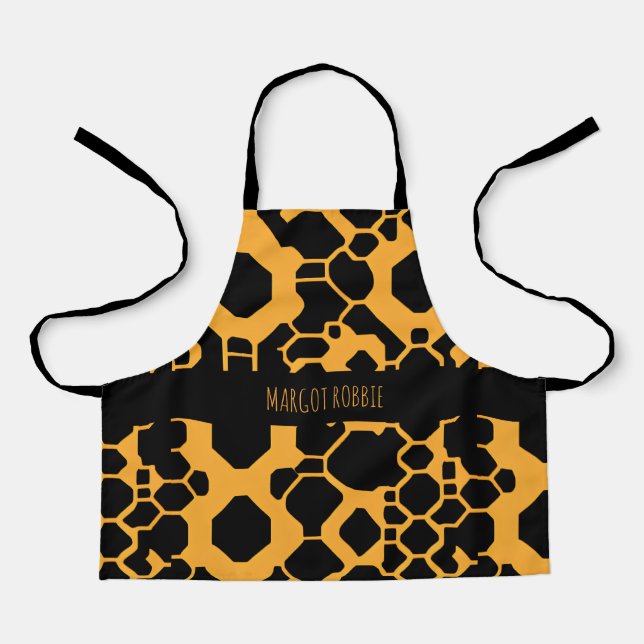 Abstract Soccer Halftone Black Yellow Pattern Apron (Front)