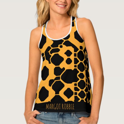 Abstract Soccer Halftone Black Yellow Pattern Tank Top