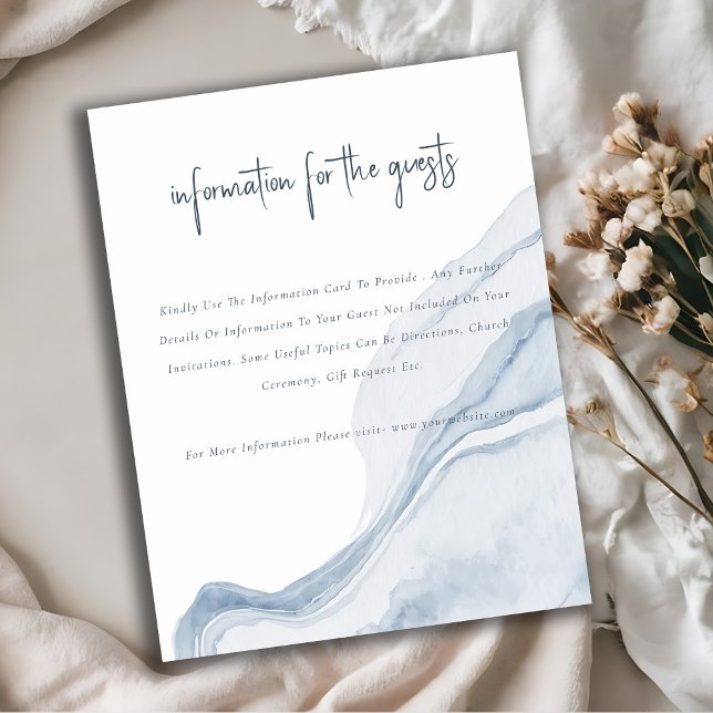 Abstract Soft Blue Coastal Beach Wedding Detail Enclosure Card (Creator Uploaded)