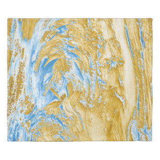 Abstract Soft Blue: Golden Touches. Duvet Cover