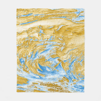 Abstract Soft Blue: Golden Touches. Fleece Blanket