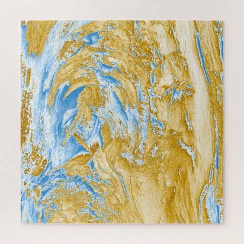 Abstract Soft Blue Golden Touches Jigsaw Puzzle