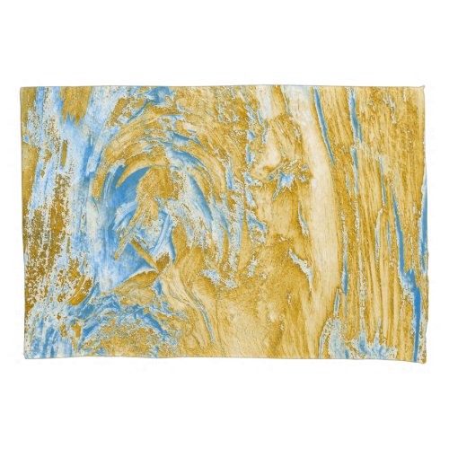 Abstract Soft Blue Golden Touches Pillow Case