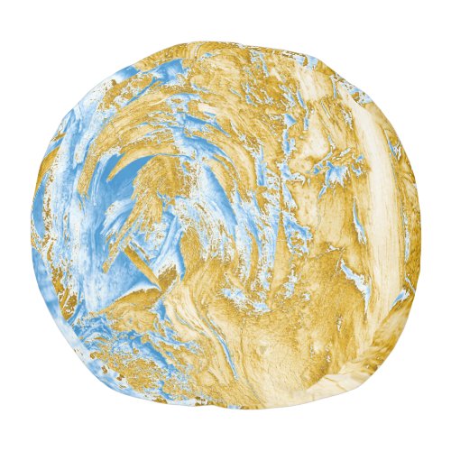 Abstract Soft Blue Golden Touches Pouf