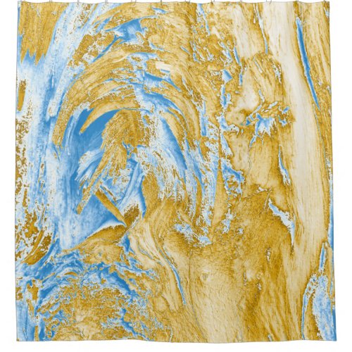 Abstract Soft Blue Golden Touches Shower Curtain