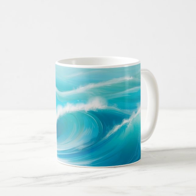 Abstract Soft Blue Ocean Water Waves Splash  Coffee Mug (Front Right)