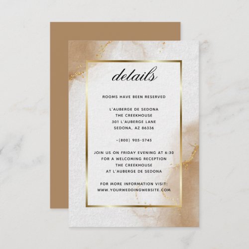 Abstract Soft Brown Gold Marbled Details RSVP Card