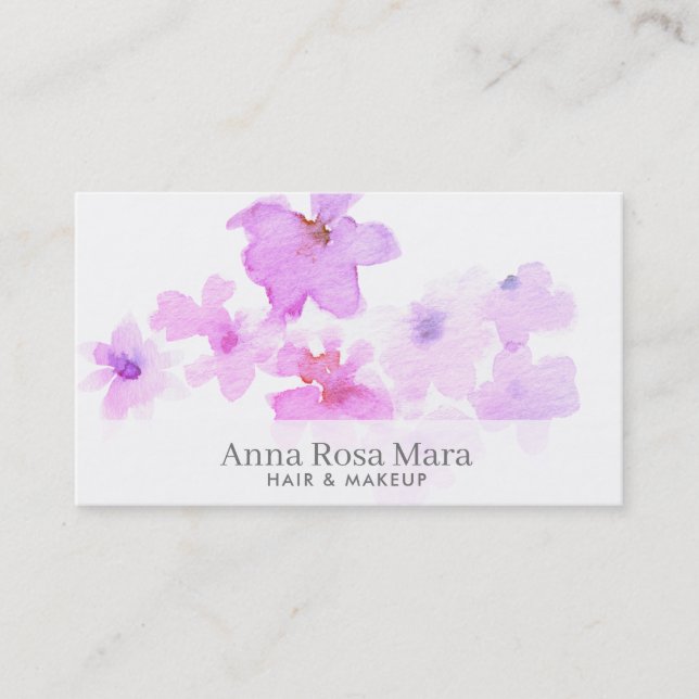 *~* Abstract Soft Elegant Floral Watercolor Pretty Business Card (Front)