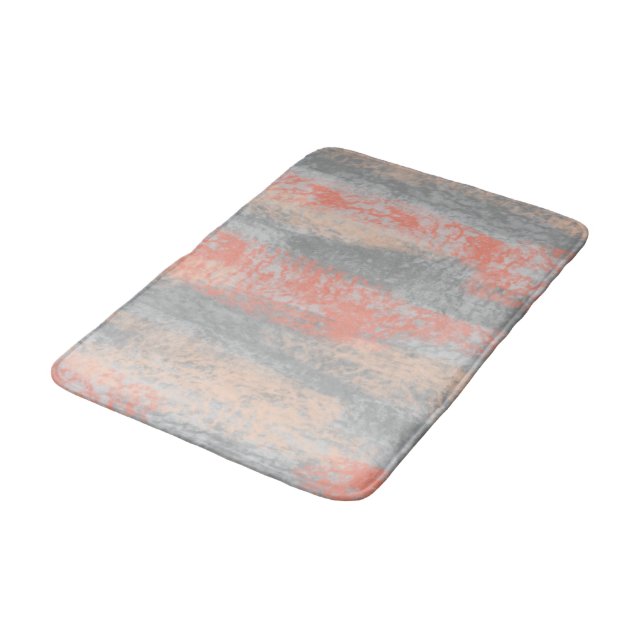 Abstract Soft Hues Coral Peach Gray Bath Mat (Angled)