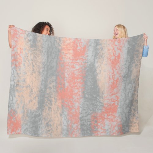 Abstract Soft Hues Coral Peach Gray Fleece Blanket
