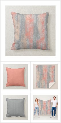 Abstract Soft Hues Coral Peach Gray Home Decor