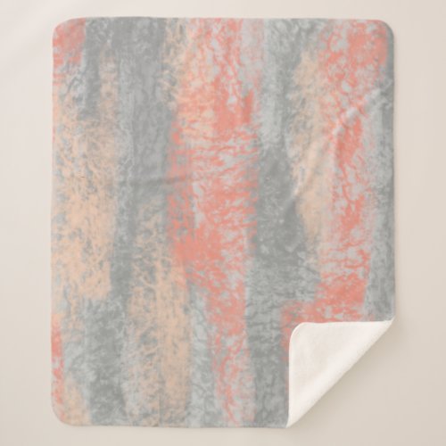 Abstract Soft Hues Coral Peach Gray Sherpa Blanket