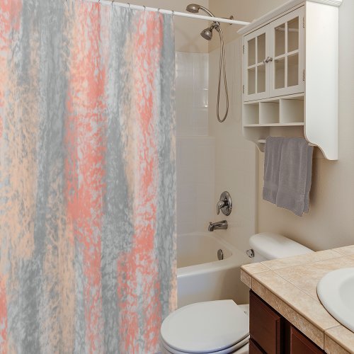 Abstract Soft Hues Coral Peach Gray Shower Curtain