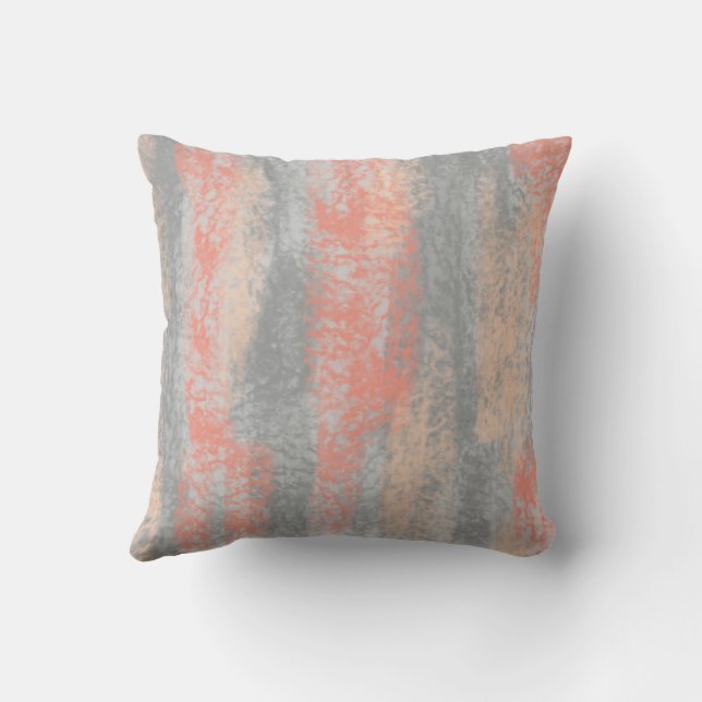 Abstract Soft Hues Coral Peach Gray Throw Pillow (Back)
