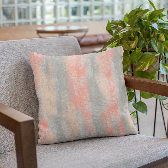 Abstract Soft Hues Coral Peach Gray Throw Pillow (Creator Uploaded)