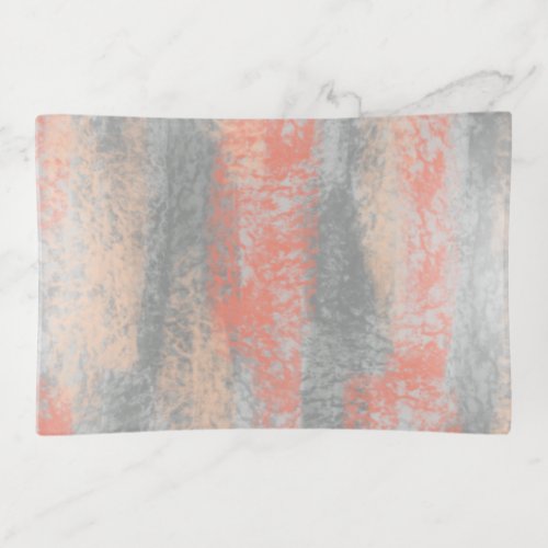 Abstract Soft Hues Coral Peach Gray Trinket Tray