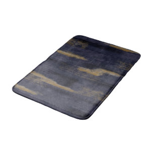 Abstract Soft Hues Deep Blue & Gold Bath Mat