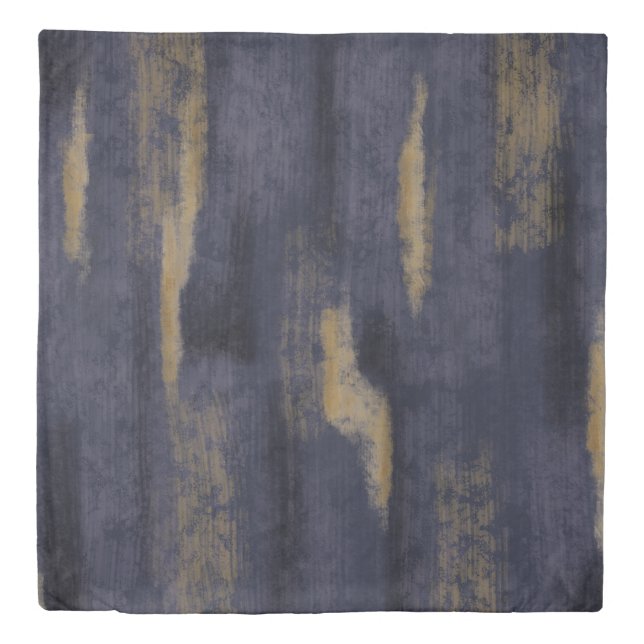 Abstract Soft Hues Deep Blue & Gold Duvet Cover (Front)