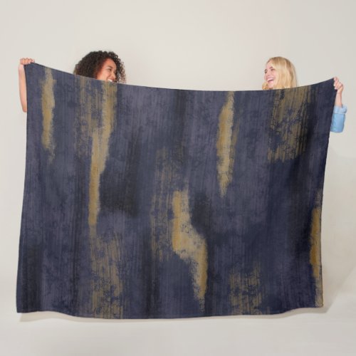 Abstract Soft Hues Deep Blue  Gold Fleece Blanket