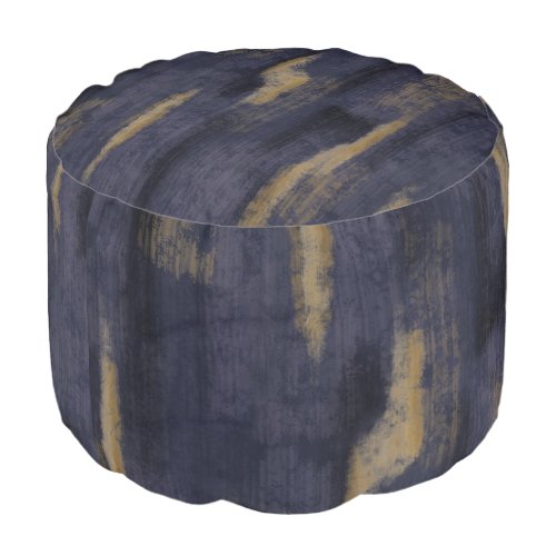 Abstract Soft Hues Deep Blue  Gold Pouf